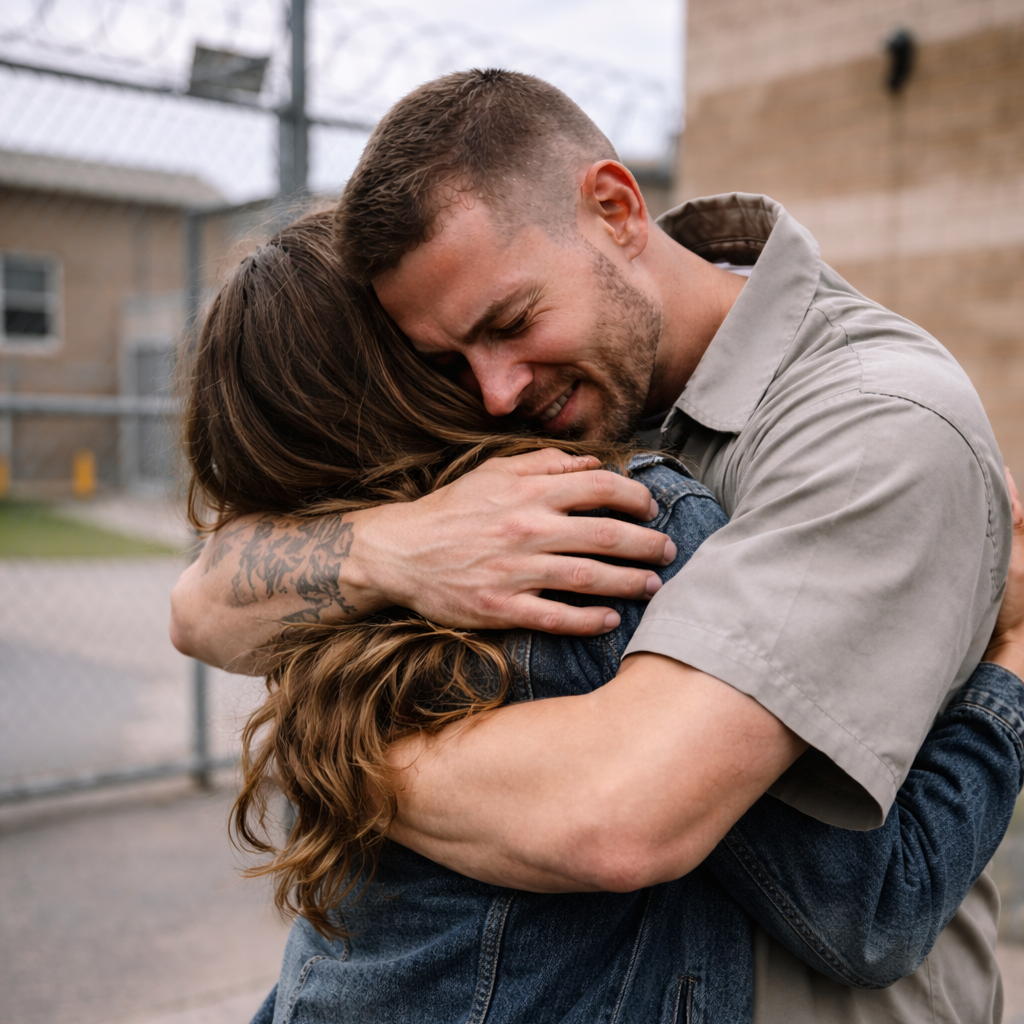 An incarcerated man reuniting with his love. 